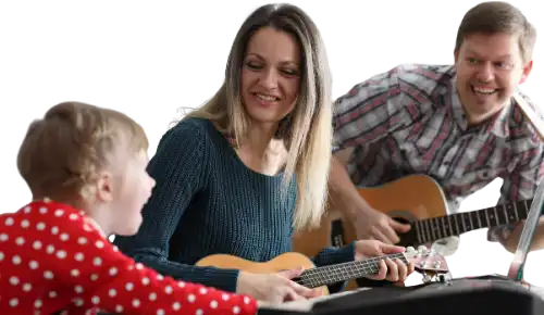 This is a picture of a child rocking the guitar